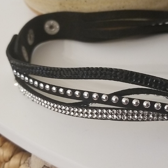 Rhinestone Studded Multi-Stranded Black Choker - Picture 3 of 3